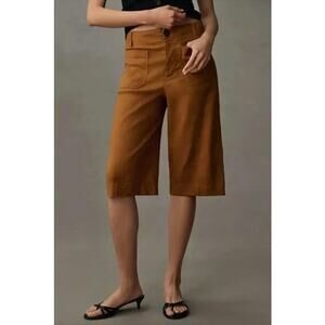New W/Tag Anthropologie Maeve Coffee Brown The Colette Longline Shorts 28